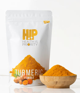 HIP Turmeric Powder 150g — up to 6% curcumin, Coimbatore sourced, lab tested, Rs.330, 30 servings